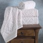 Serviette GARYhome® EMILE 30×50 cm Blanc/Beige 100% coton