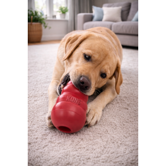 KONG Classic pequeño es un juguete resistente para perros fabricado en