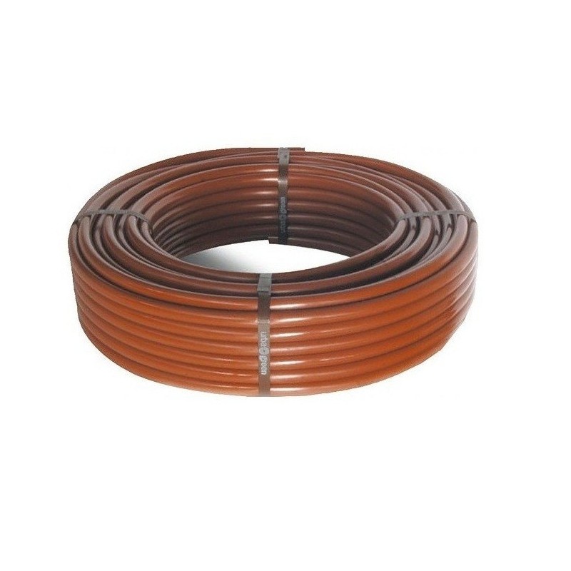 Tubo de 16 mm com gotejadores a cada 33 cm. 100 metros. Marrom