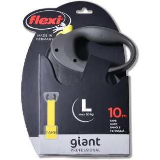 laisse extensible professionnelle Flexi Giant L - Gris et jaune - 10 m