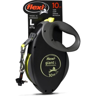laisse extensible professionnelle Flexi Giant L - Gris et jaune - 10 m