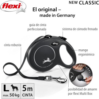 Compre Flexi New Classic Coleira Extensível de Fita L - Preta