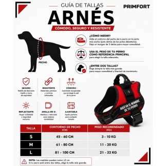 Harnais pour chien sur mesure, taille M (11-20 kg), rouge | PRIMFORT