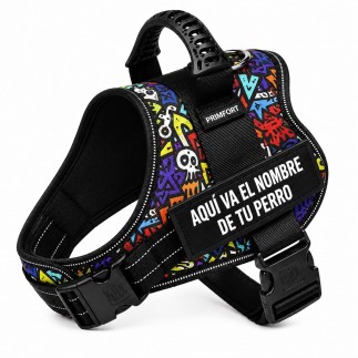 Harnais pour chien personnalisé taille M (11-20 kg) motif graffiti