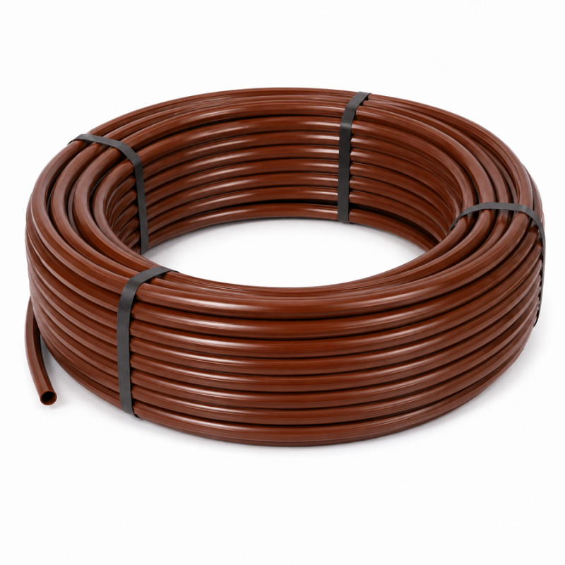 Tuyau d'irrigation PE 16 mm, rouleau marron opaque de 100 m