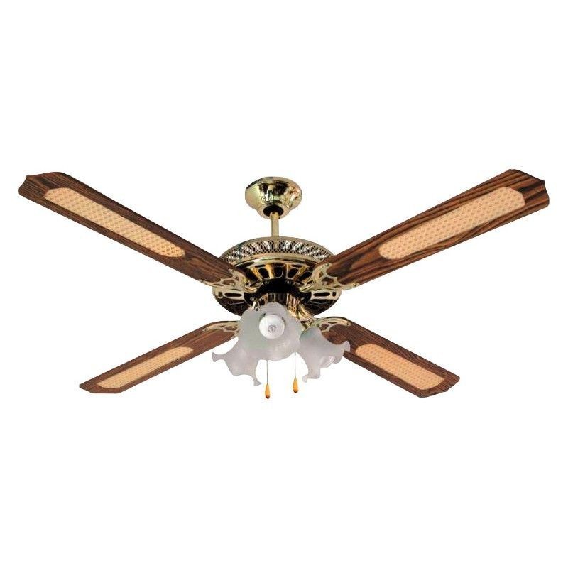 Ventilador de teto de 52 polegadas com 4 pás de MDF e 3 lâmpadas de cristal.