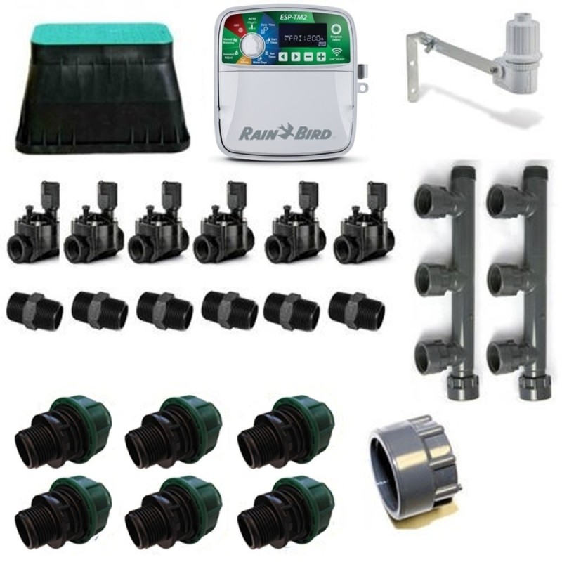 Kit de riego Rain Bird ESP-TM2 de 6 Zonas 220V Interior Kit de riego Rain Bird ESP-TM2 de 6 Zonas 220V Interior
