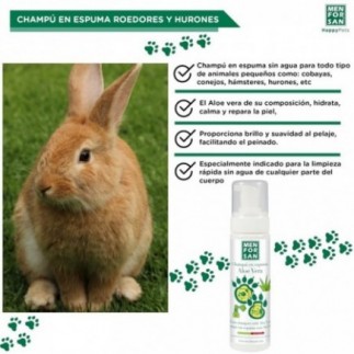 Achetez le shampoing moussant à l'aloe vera pour rongeurs, lapins et furets 200 ml