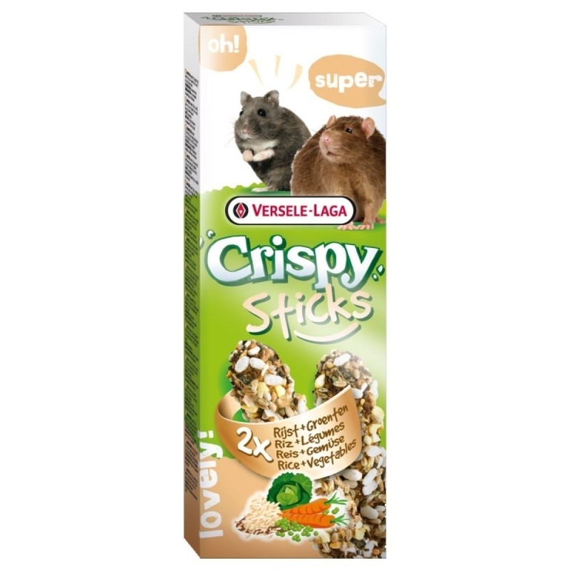 Bâtonnets croustillants pour hamsters et rats avec riz et légumes 110 gr